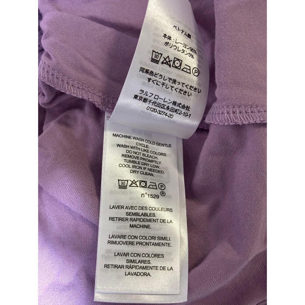 Lauren Ralph Lauren Blouse Womens Small Purple Wrap Jersey Tie Waist Top - Picture 7 of 9